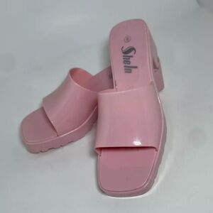 SheIn Women's Pink Slide Sandals